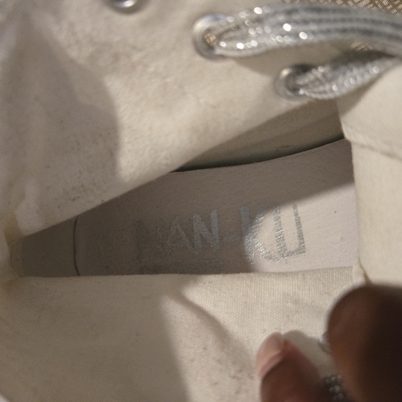 Free People White and Silver Sneakers with Decorative Embellishments - Picture 8 of 9